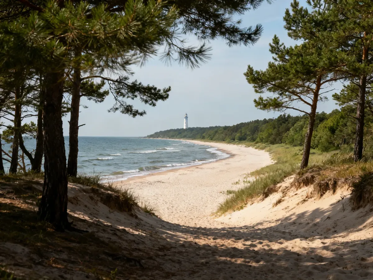 Pusta plaża otoczona lasem i wydmami w okolicach Stilo
