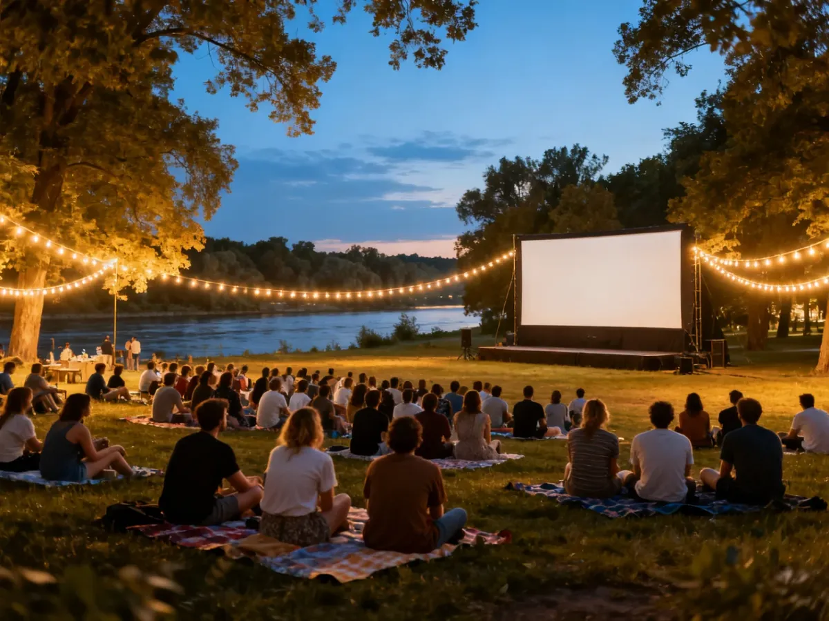 Letnie kino plenerowe nad rzeką