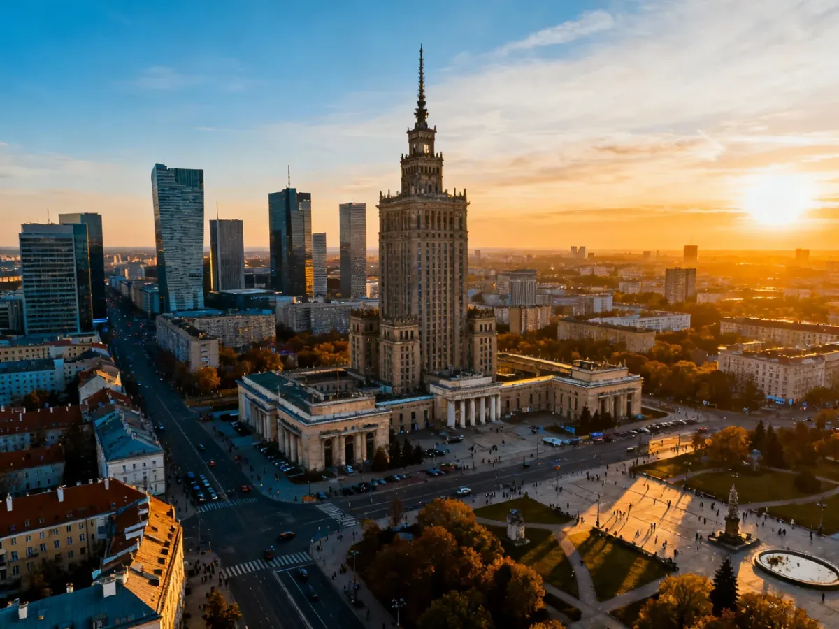 Panorama Warszawy z Pałacem Kultury i Nauki w centrum