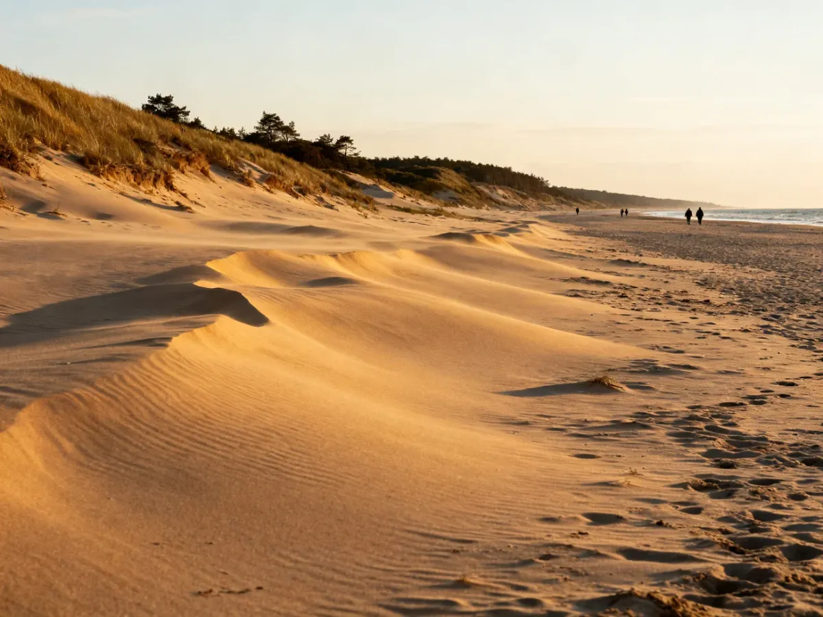 Szeroka plaża i ruchome wydmy w Łebie