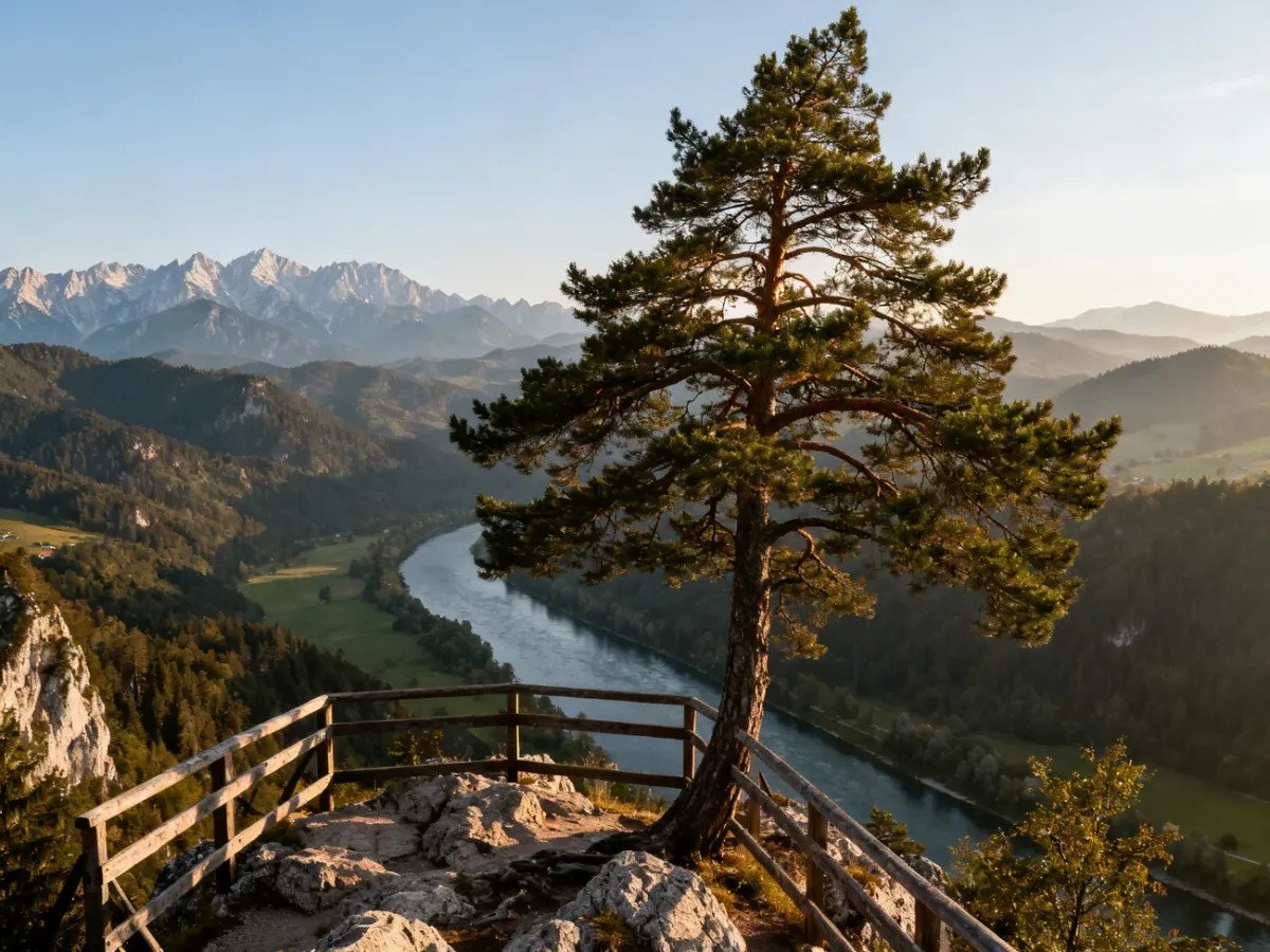 Panorama z Trzech Koron na przełom Dunajca i Tatry