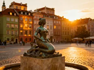 Malownicze ruiny średniowiecznego zamku na wapiennym wzgórzu o zachodzie słońca, otoczone zielonymi wzgórzami.
