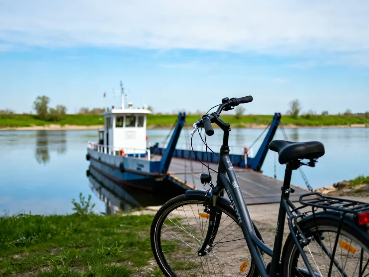 Rower i prom na sezonowej przeprawie przez Wisłę
