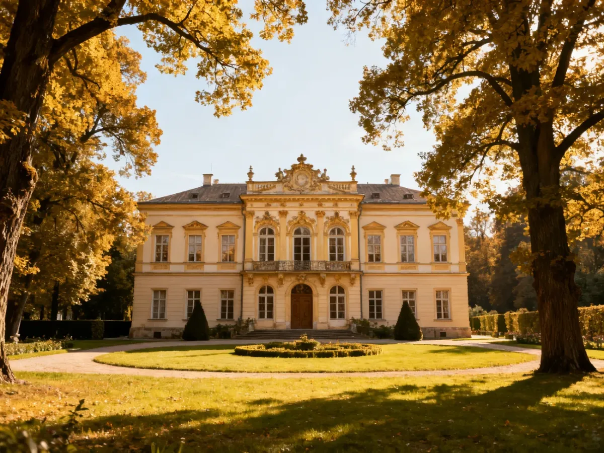 Barokowy Pałac w Nieborowie otoczony zielenią