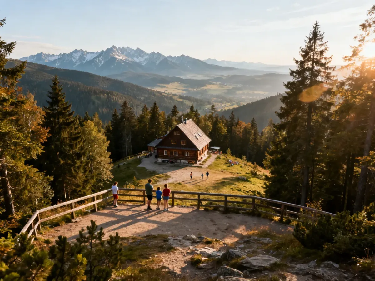 Schronisko na Szyndzielni i panorama Beskidów