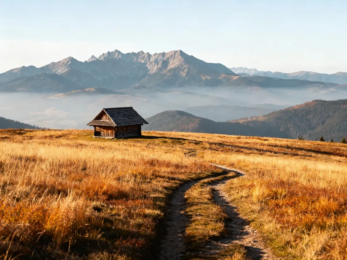 Schronisko na Hali Krupowej z widokiem na Tatry
