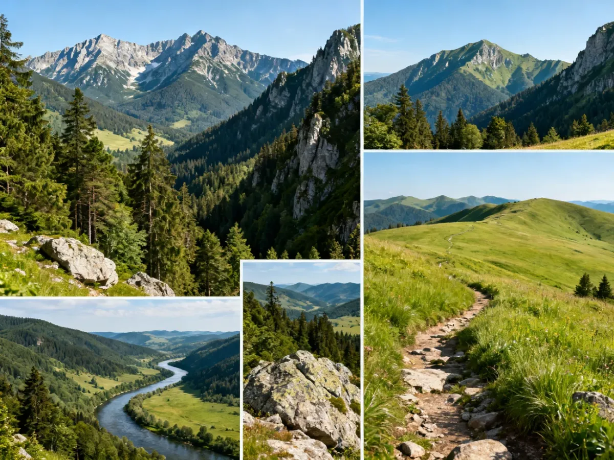 Panoramic view representing Poland’s diverse mountain hiking regions