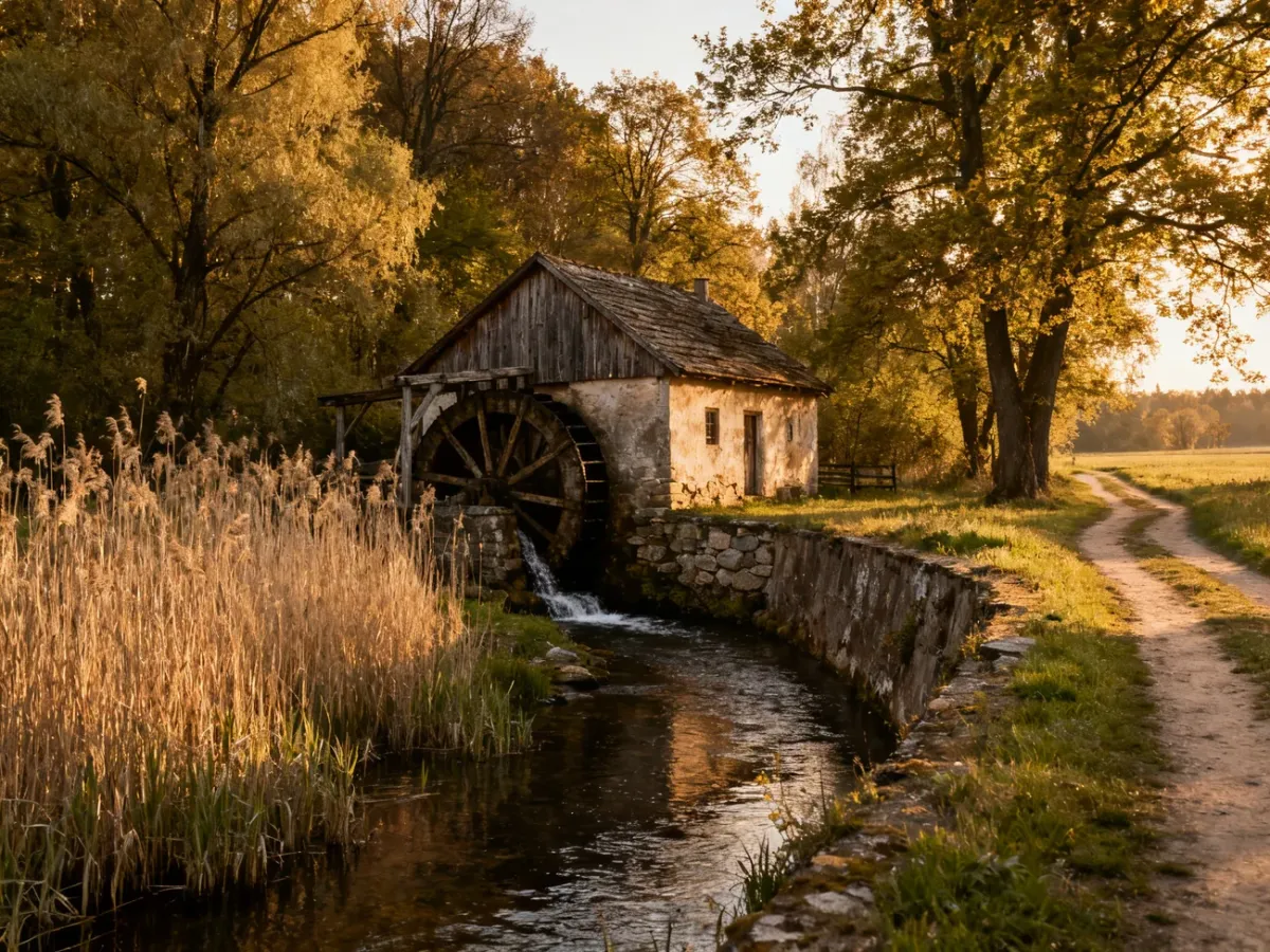 Niewielki młyn wodny przy dawnej grobli