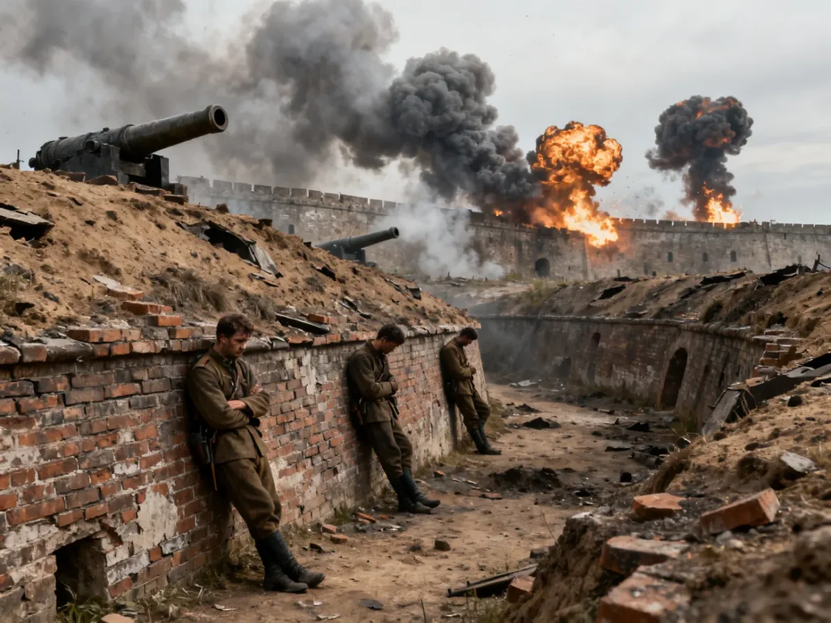 Novogeorgievsk Fortress under bombardment during World War I