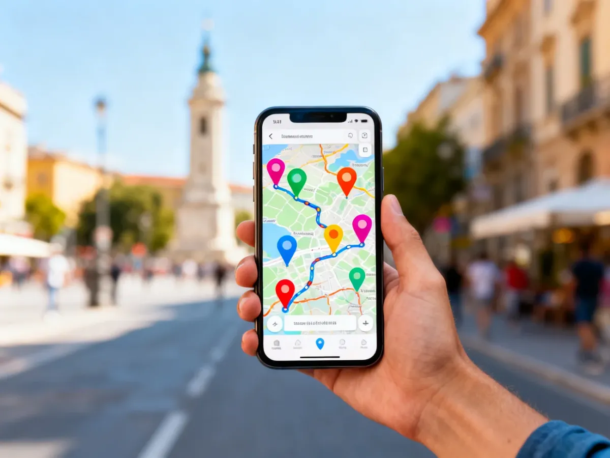 Przeglądanie zapisanej mapy wycieczki na telefonie
