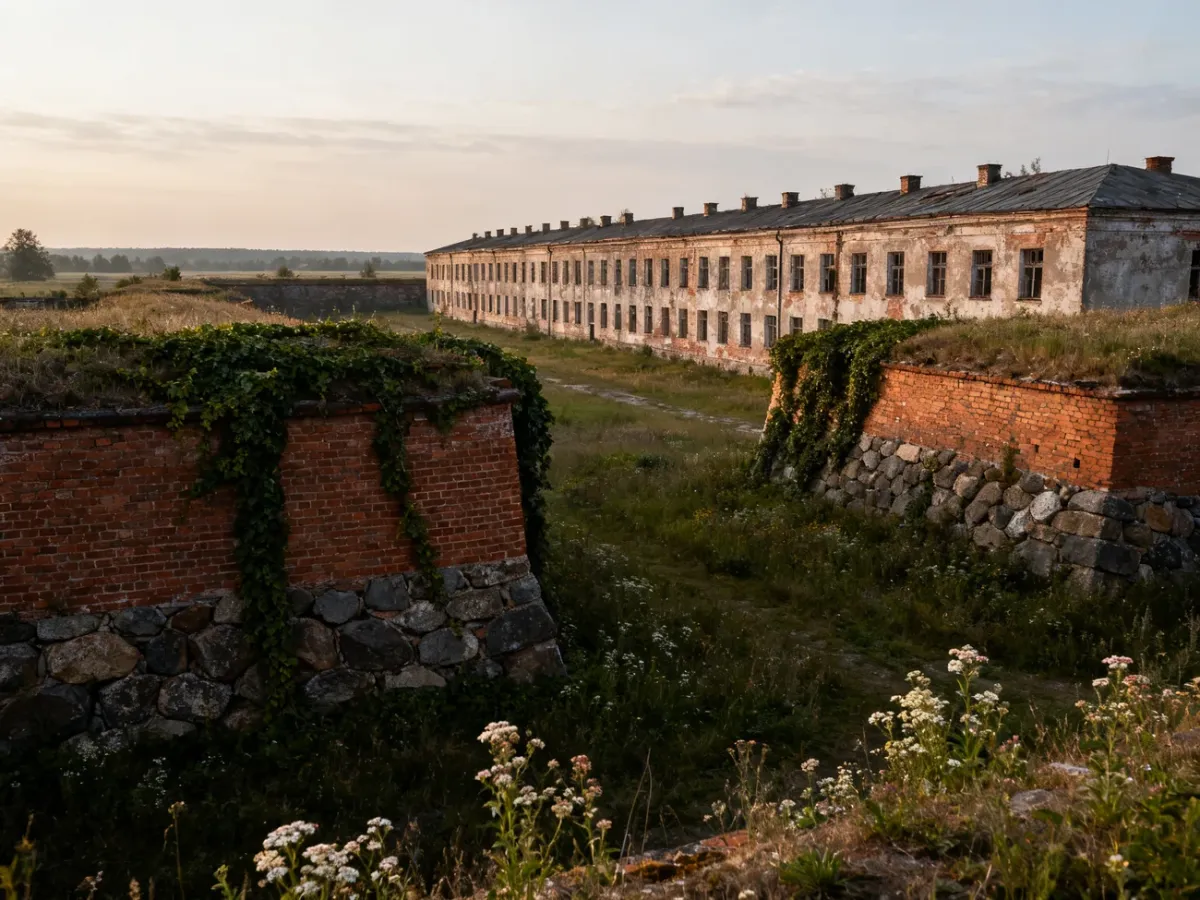 Historic Modlin Fortress barracks and fortifications in the present day